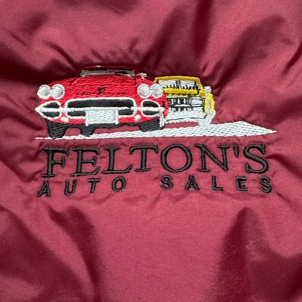 Vintage burgundy v neck pullover windbreaker feltons auto sales mens sz med cars